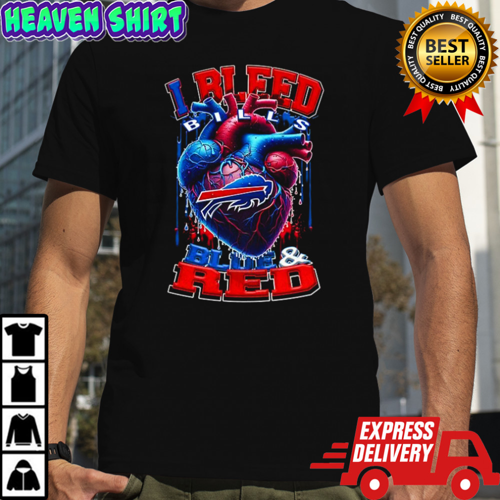 Buffalo Bills NFL I bleed Bills blue and red heart football lovers shirt