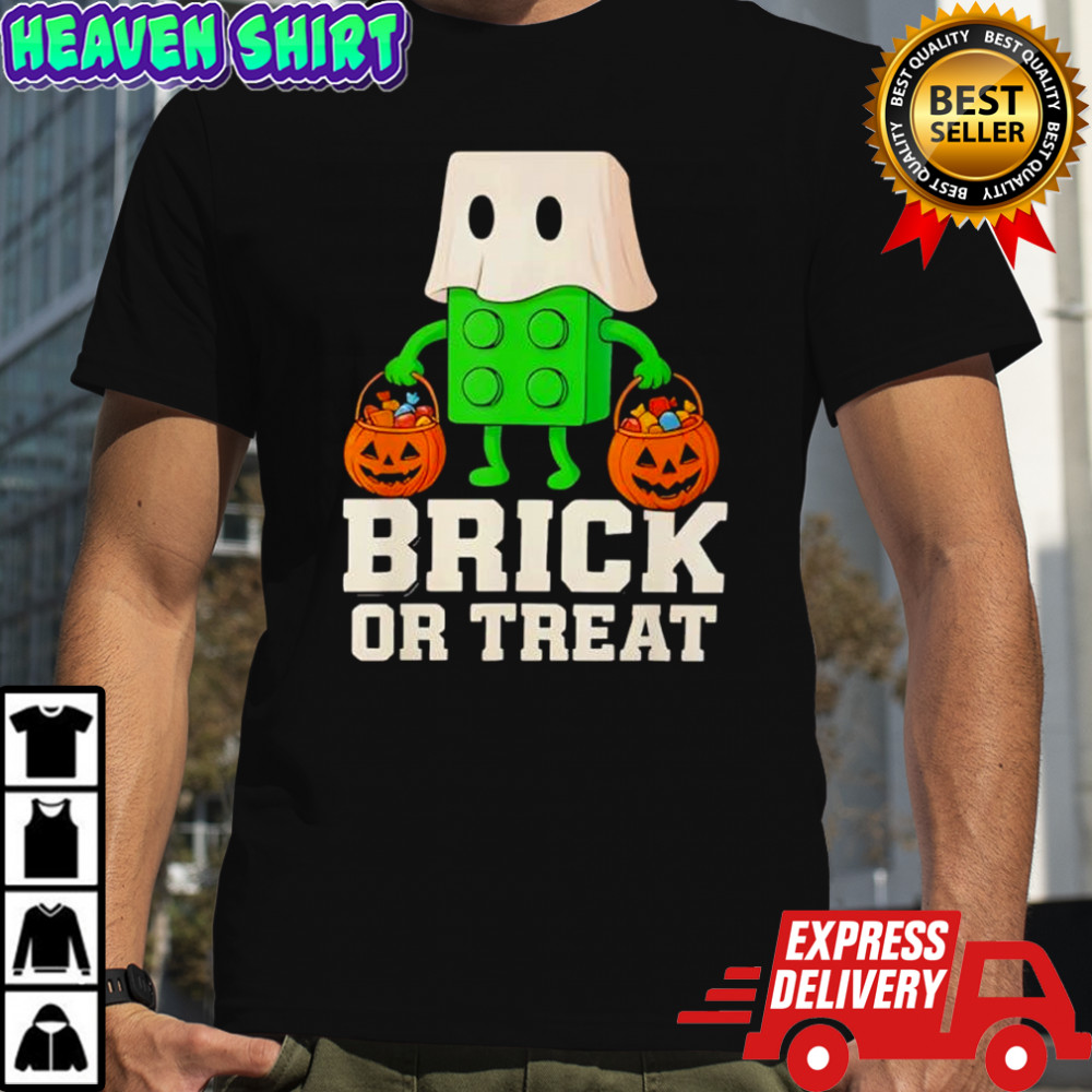Building Bricks Halloween Brick or Treat Ghost Builder Funny shirt