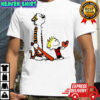 Calvin and Hobbes holding a baseball glove shirt
