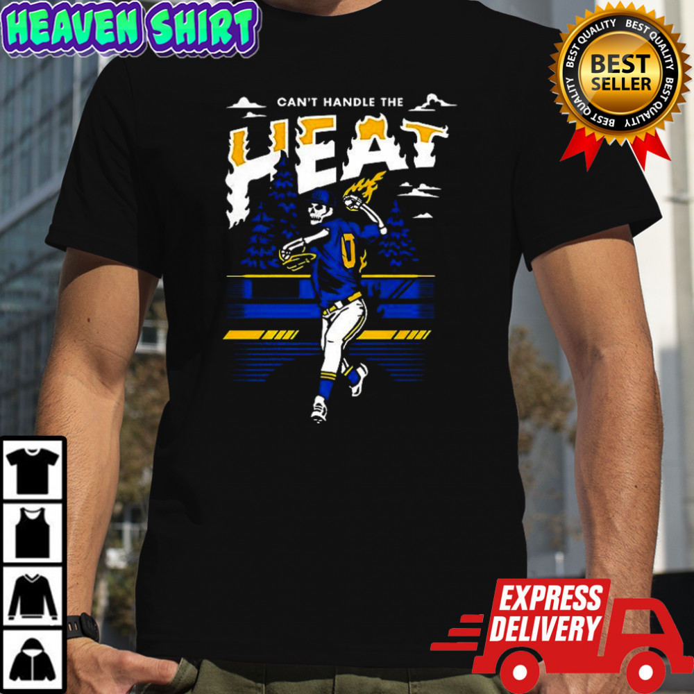 Can’t Handle the Heat baseball skeleton throwing ball shirt