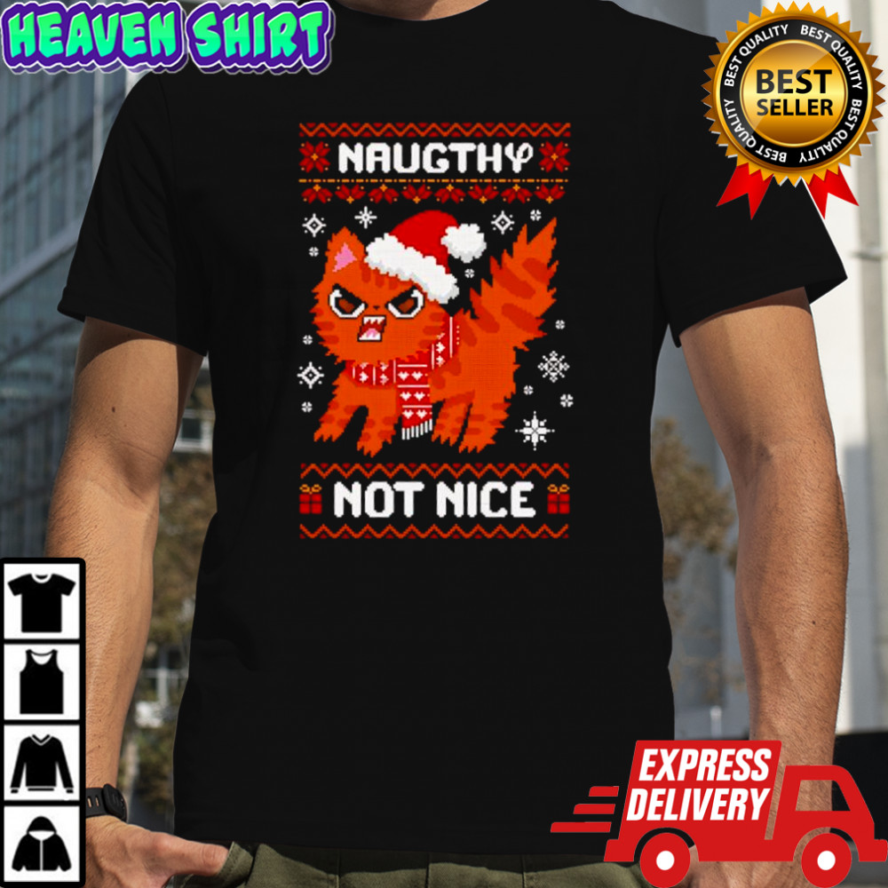 Cat Christmas naughty not nice shirt