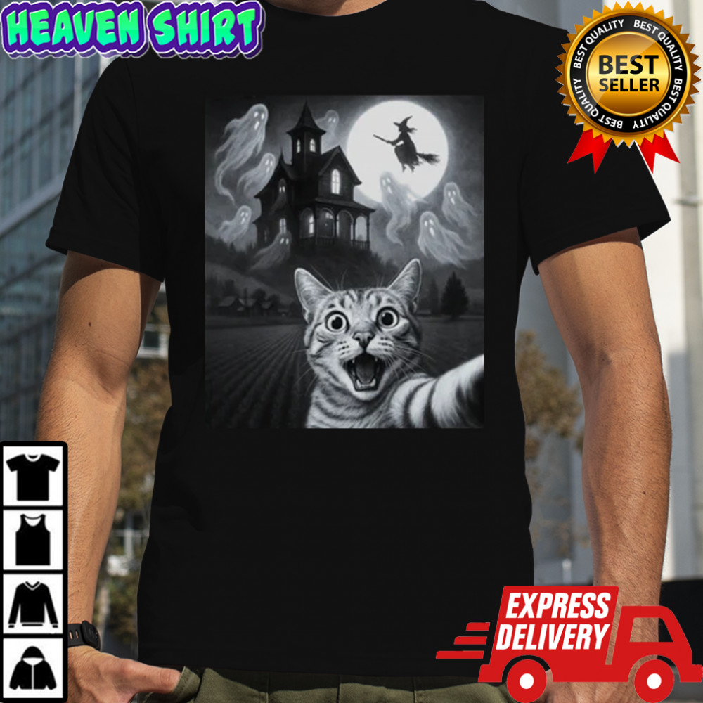 Cat Selfie With Scary House T-Shirt