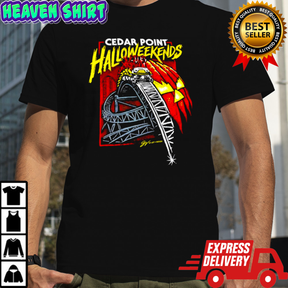 Cedar Point Halloweekends Johnathon coaster track shirt