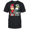 Charlie Brown and Snoopy wearing Wisconsin Badgers and Green Bay Packers logo shirt