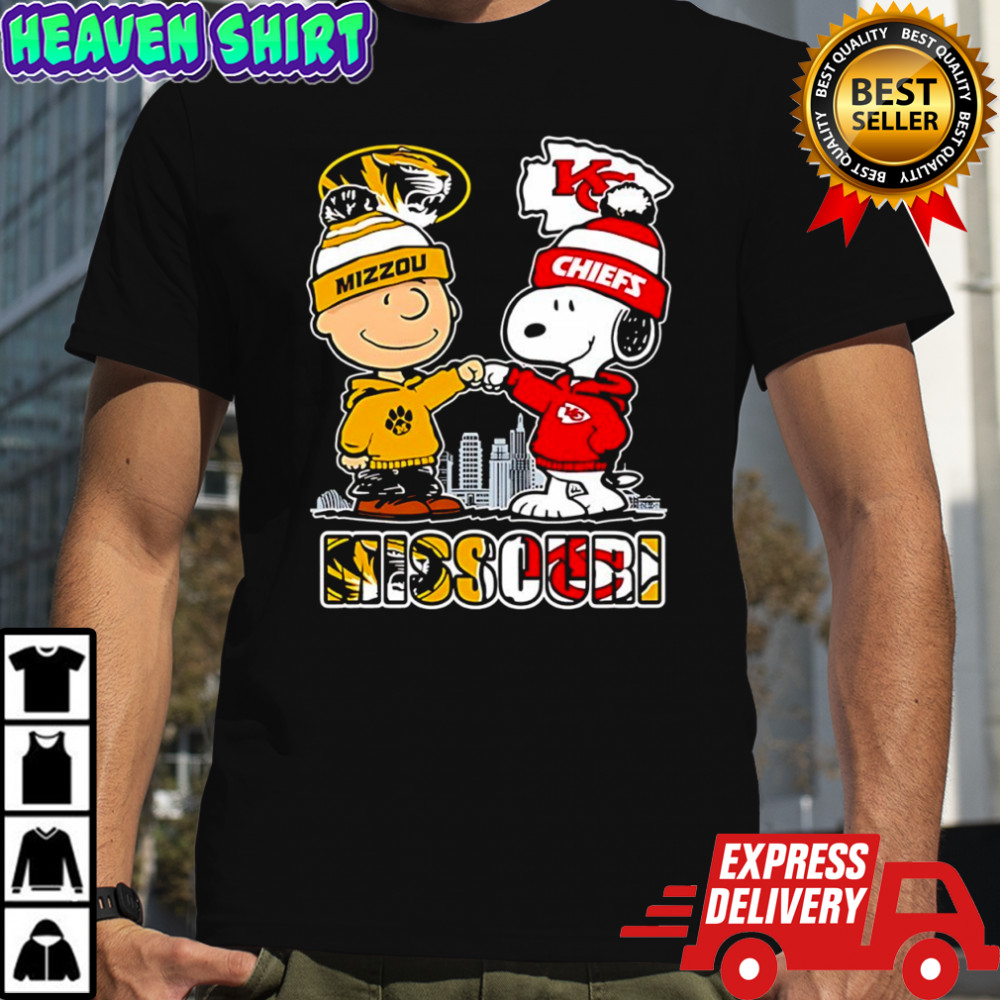 Charlie Brown and Snoopy x Missouri Tigers and Kansas City Chiefs shirt