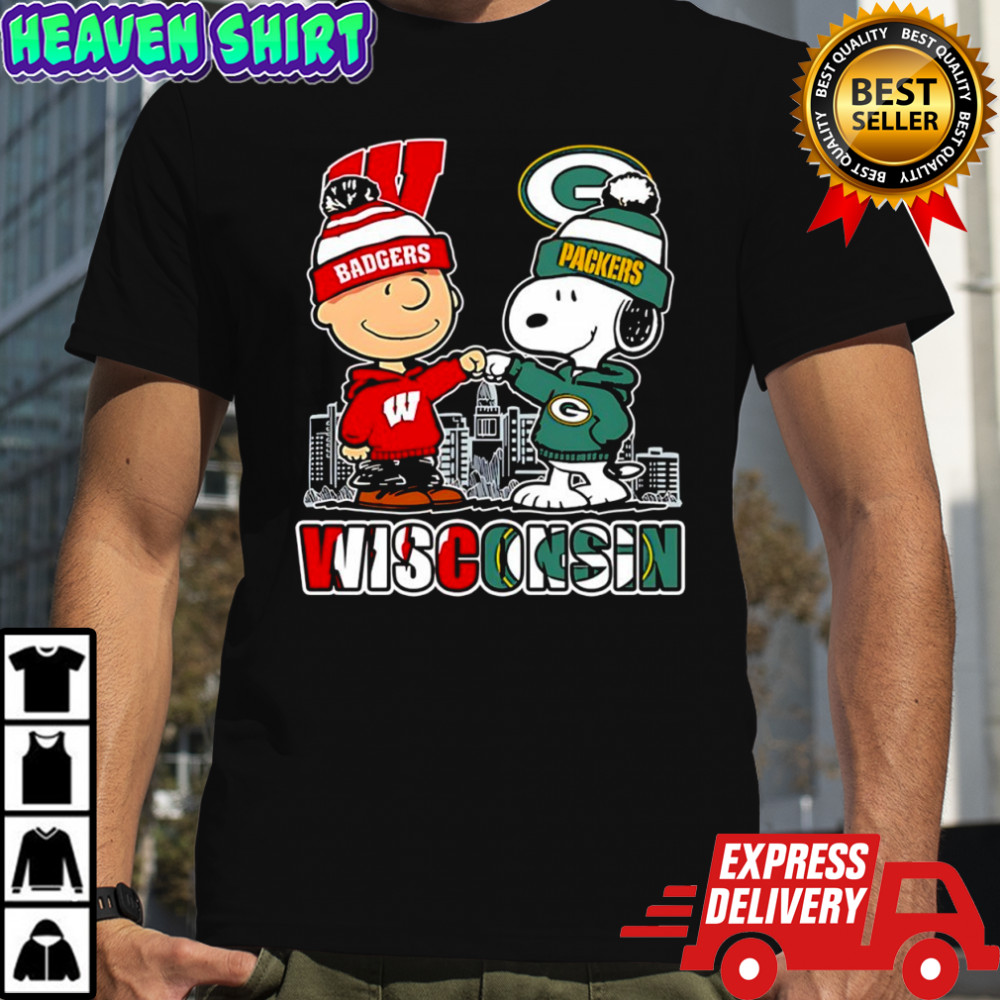 Charlie Brown and Snoopy x Wisconsin Badgers and Green Bay Packers shirt