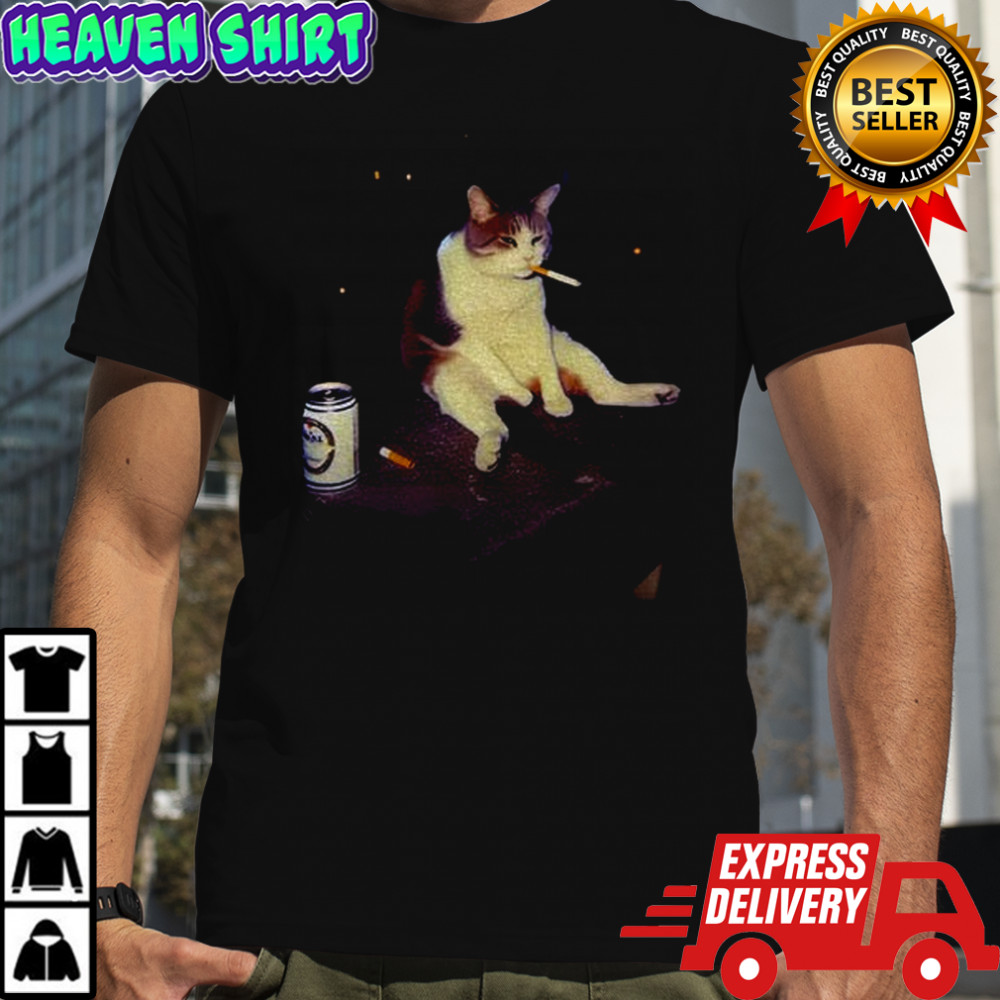 Cigarette Cat smoking Gen Z Joke funny shirt