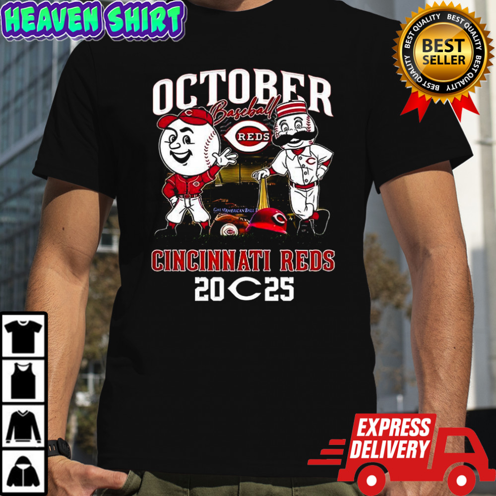 Cincinnati Reds baseball October 2025 Mr. Red and Mr. Redlegs mascot shirt
