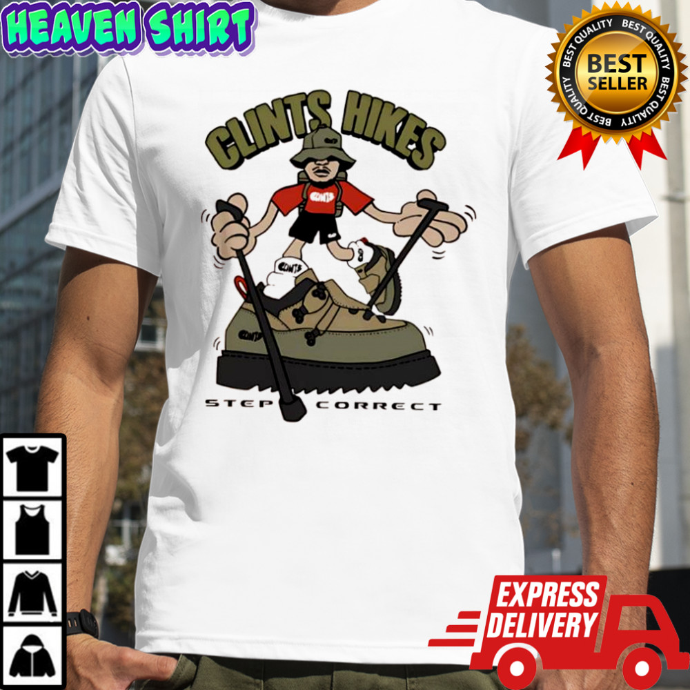 Clints Hikes Step Correct hiker logo shirt