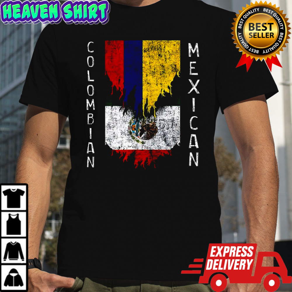 Colombian Mexican Flags Ripped Torn Colombia Mexico shirt