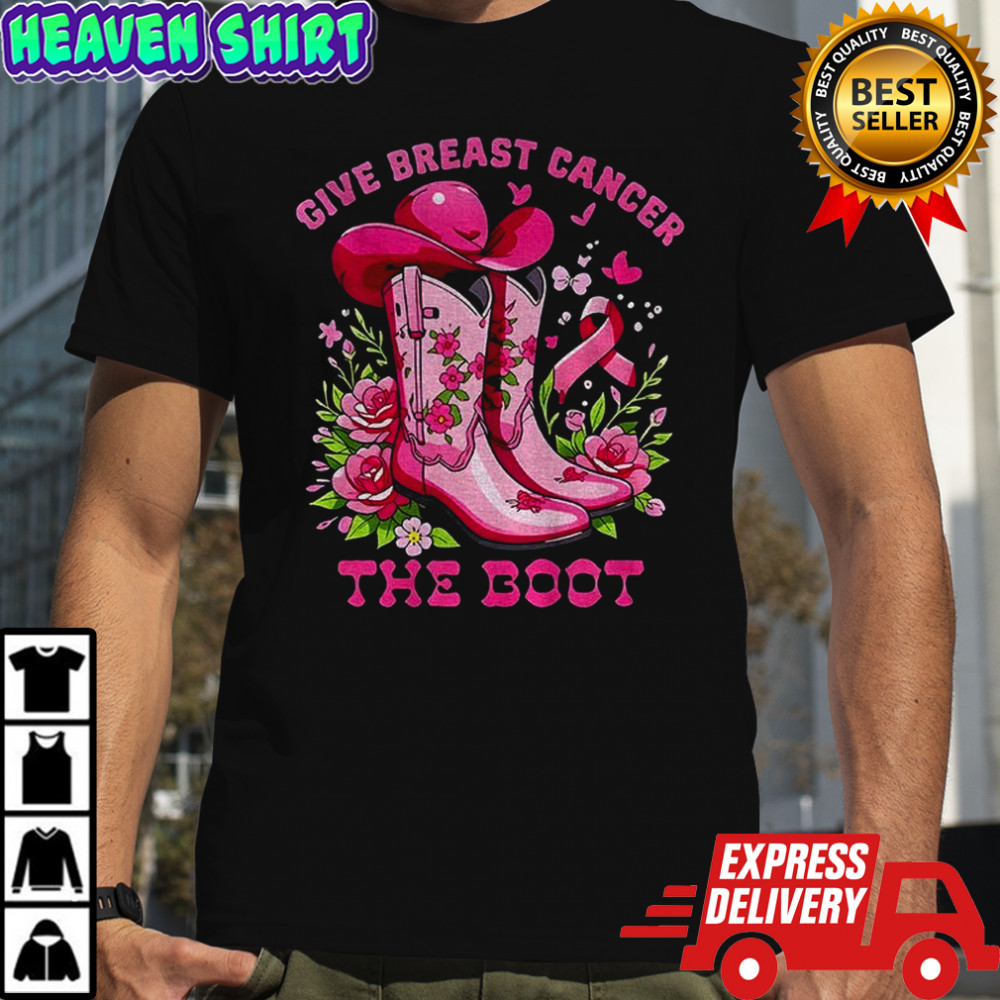 Cowboy boot give breast cancer the boot vintage shirt