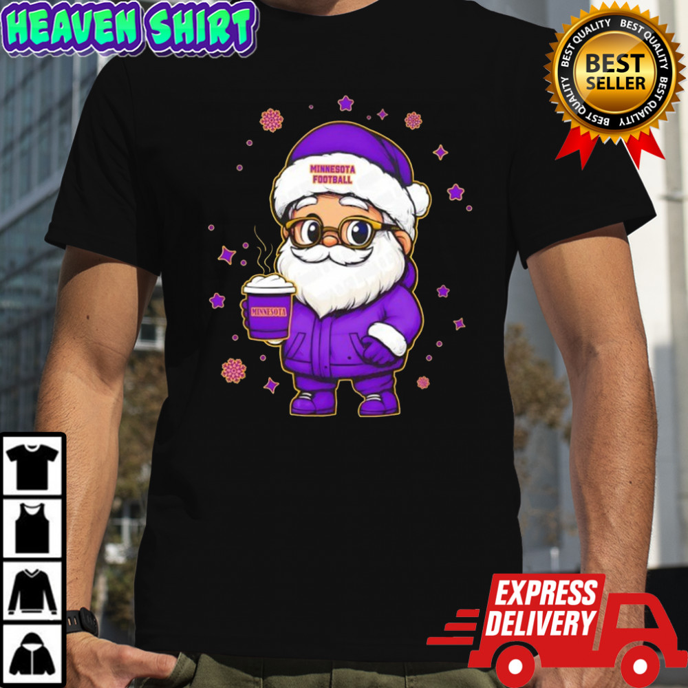 Cute santa with latte Minnesota Football NFL Christmas shirt