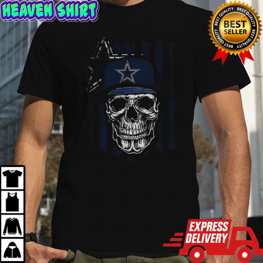 Dallas Cowboys NFL Skull American Flag Football Lover T-Shirt