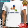 Davis Schneider wearing a Bam Bam Barger MLB shirt