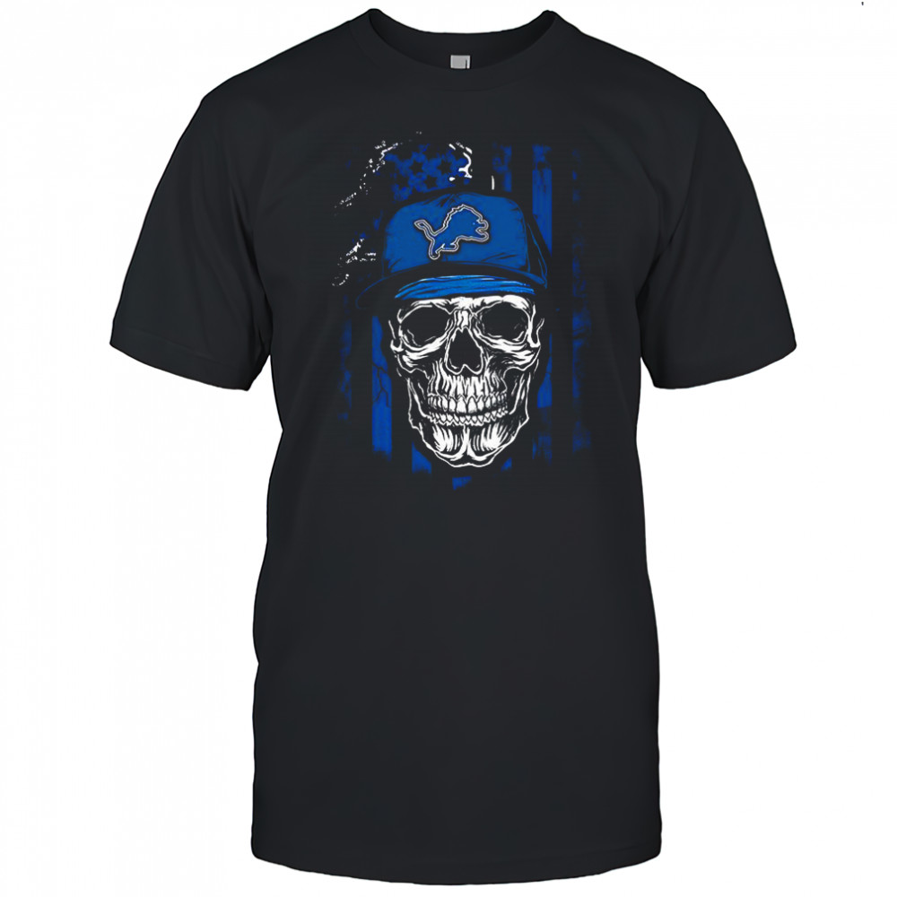 Detroit Lions NFL skull American flag football lover shirt