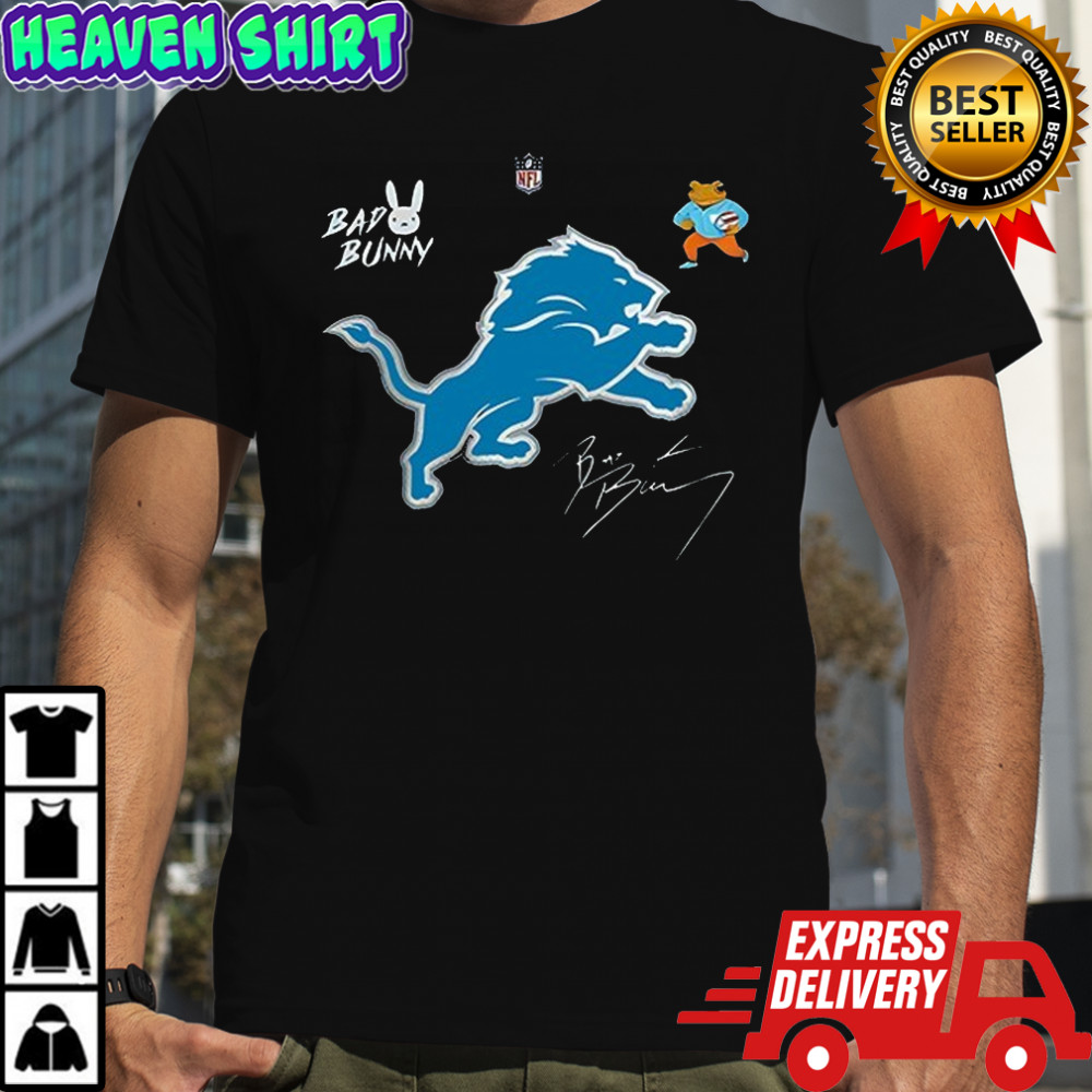 Detroit Lions x Bad Bunny Benito football mascot signature shirt
