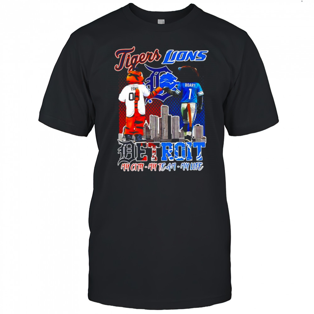 Detroit Tigers and the Detroit Lions mascot my city my team my life shirt