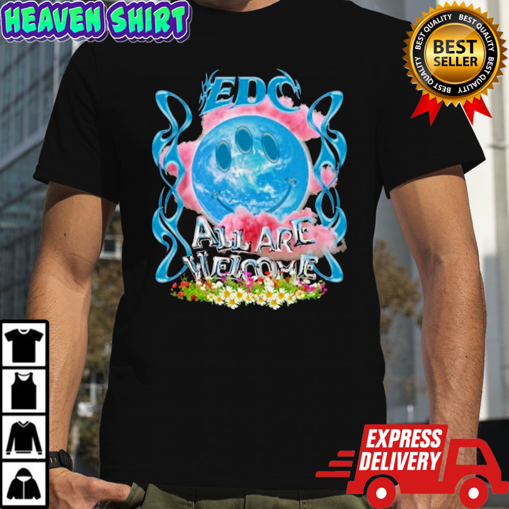 EDC All Are Welcome Smiley Earth T-Shirt