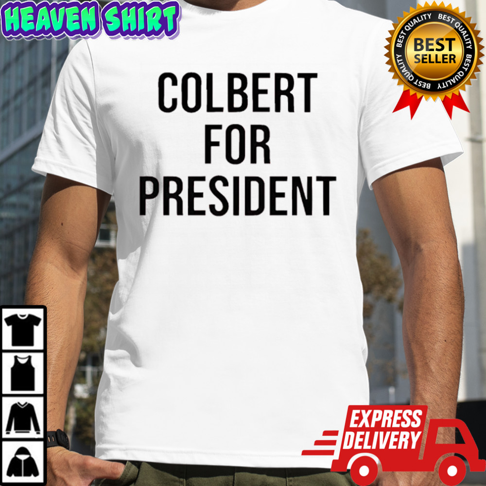 Emma Thompson wearing Colbert For President shirt