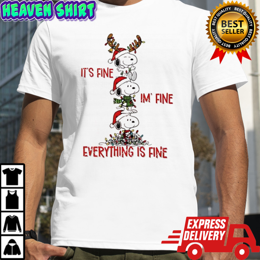 Festive Snoopy Christmas Lights Stack it’s fine i’m fine everything is fine shirt