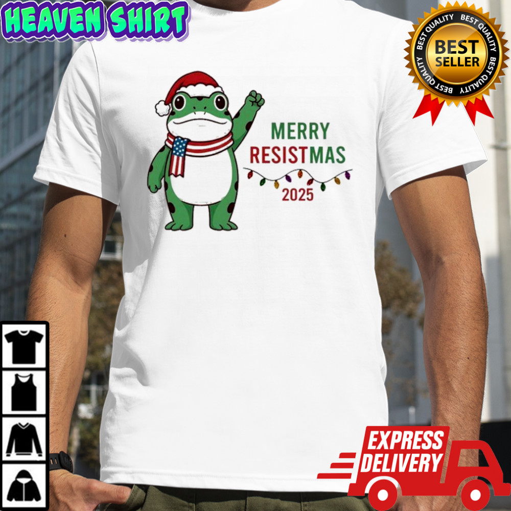 Frog Portland Merry Resistmas Christmas Holiday T-shirt