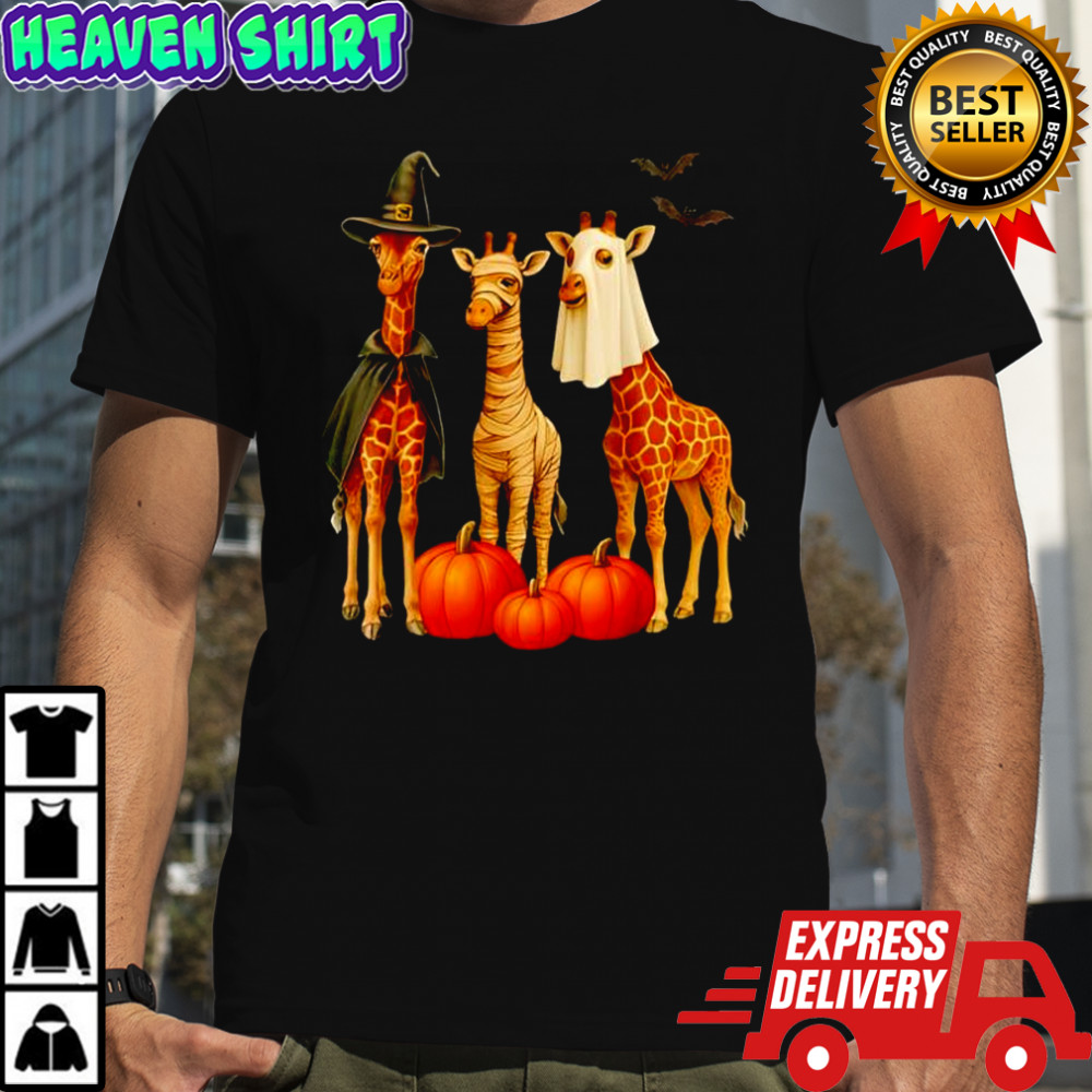 Giraffe Boo Mummy Witch Halloween Costume Giraffe Pumpkin shirt