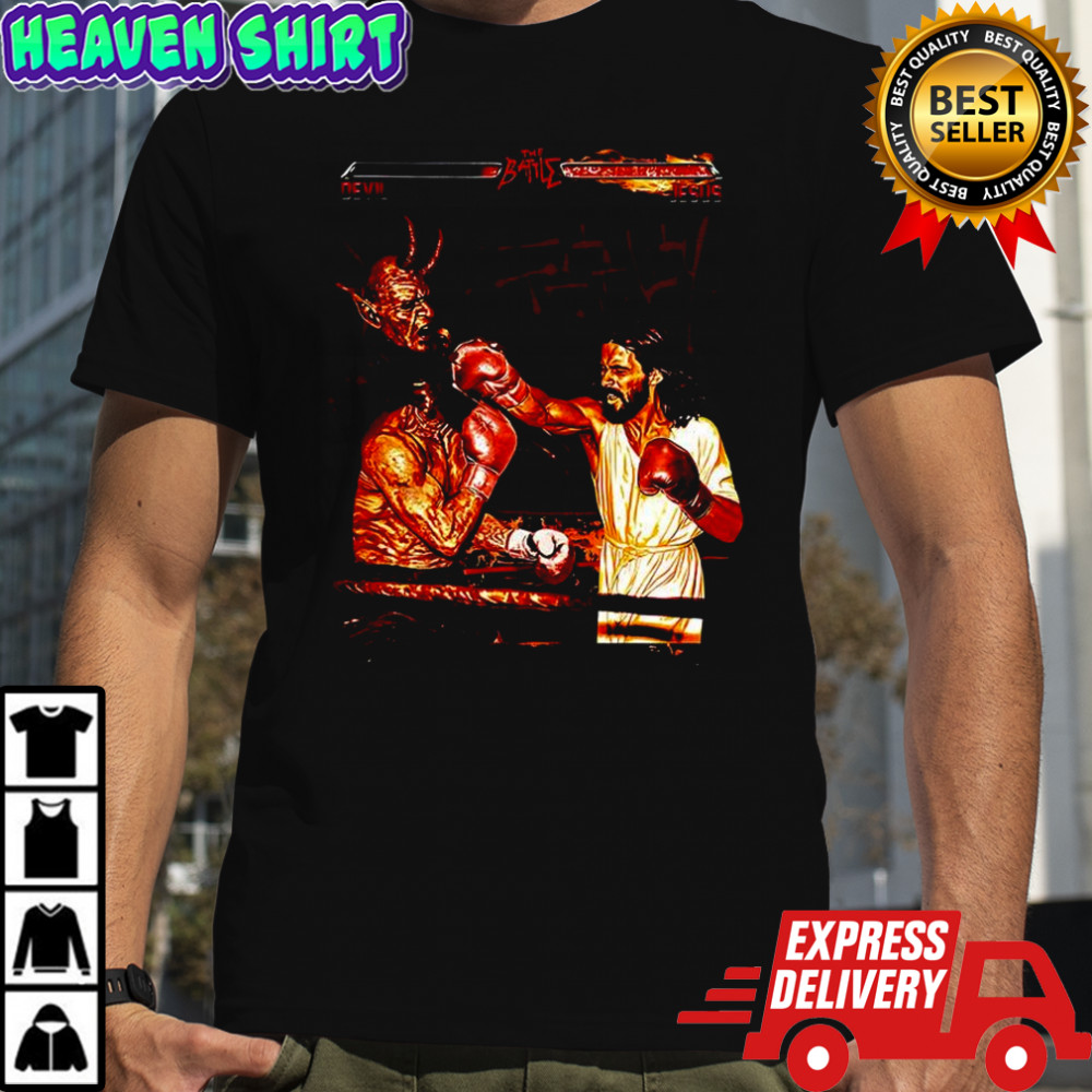 God KO the Devil the battle meme Halloween shirt