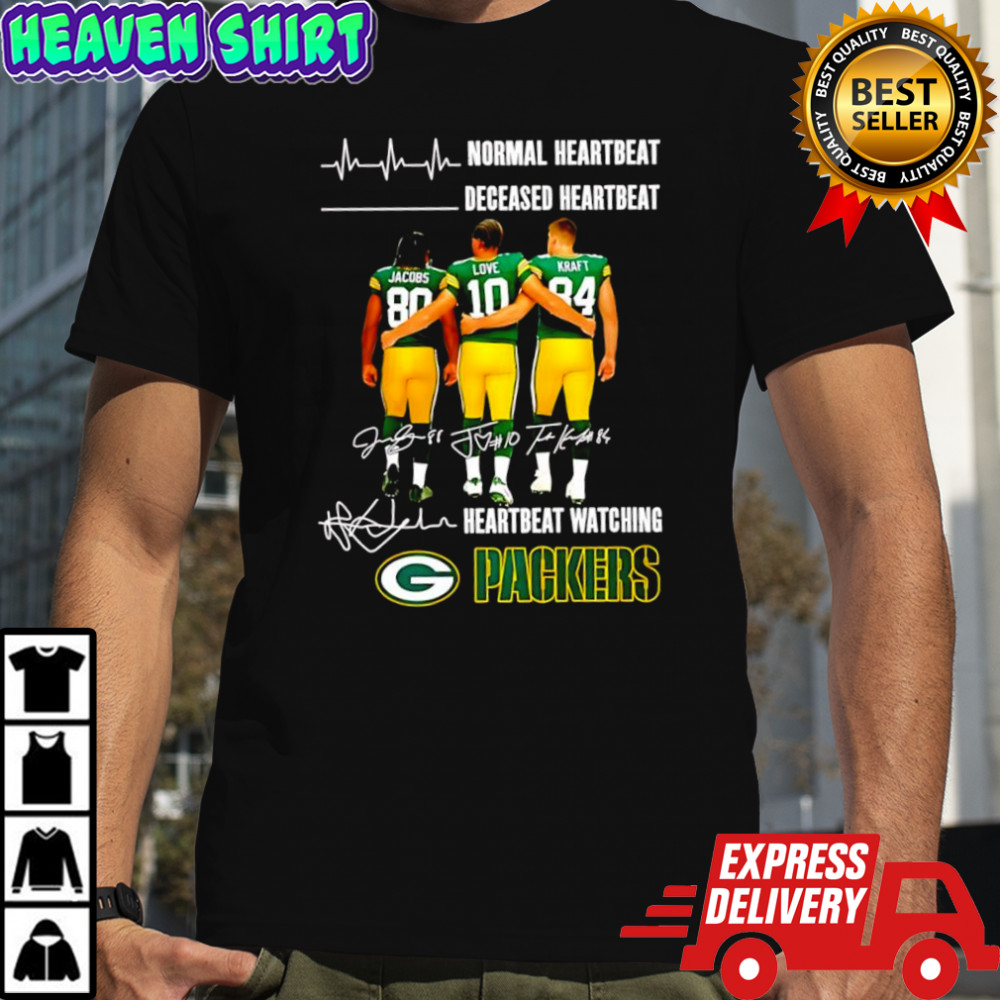 Green Bay Packers players normal heartbeat deceased heartbeat heartbeat watching Packers signatures shirt