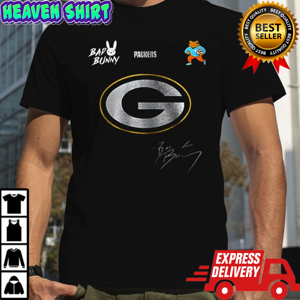 Green Bay Packers x Bad Bunny Benito football mascot signature shirt
