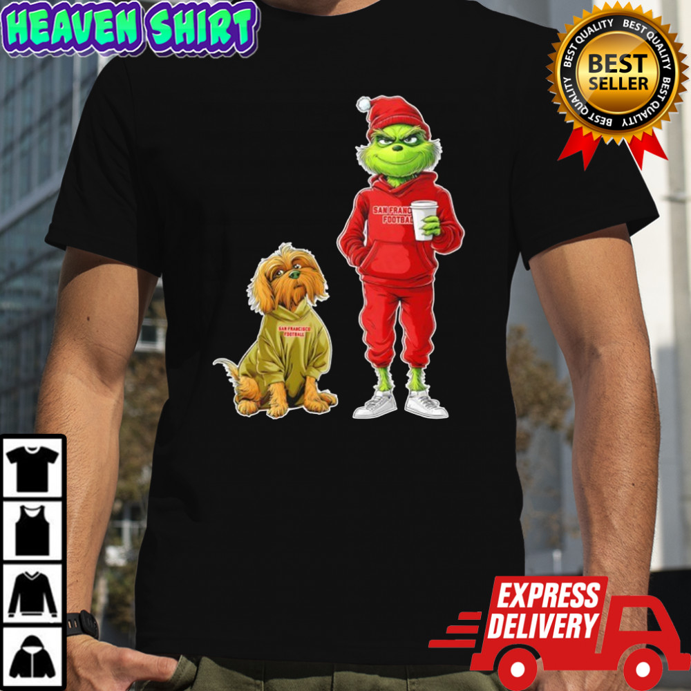 Green Monster Grinch and dog Christmas San Francisco 49ers Football shirt