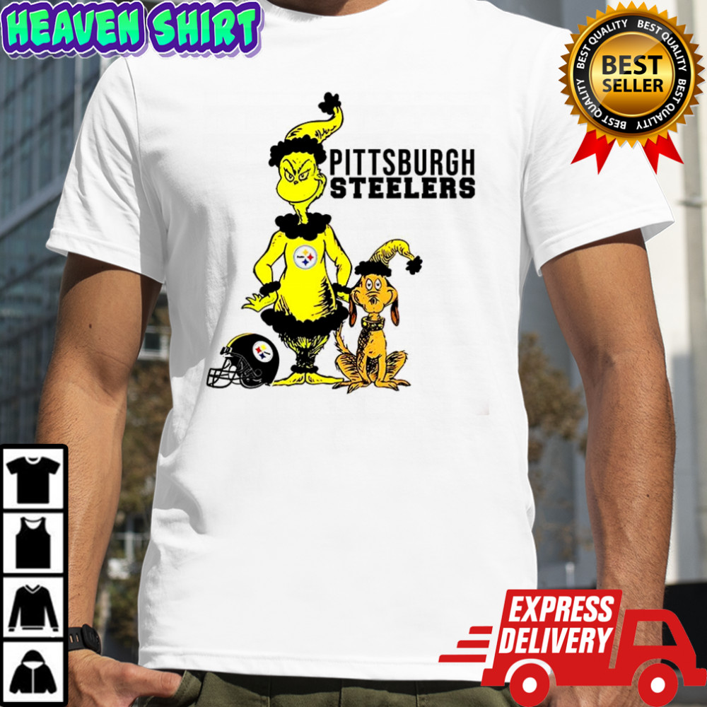 Grinch and Max X Pittsburgh Steelers football Christmas shirt
