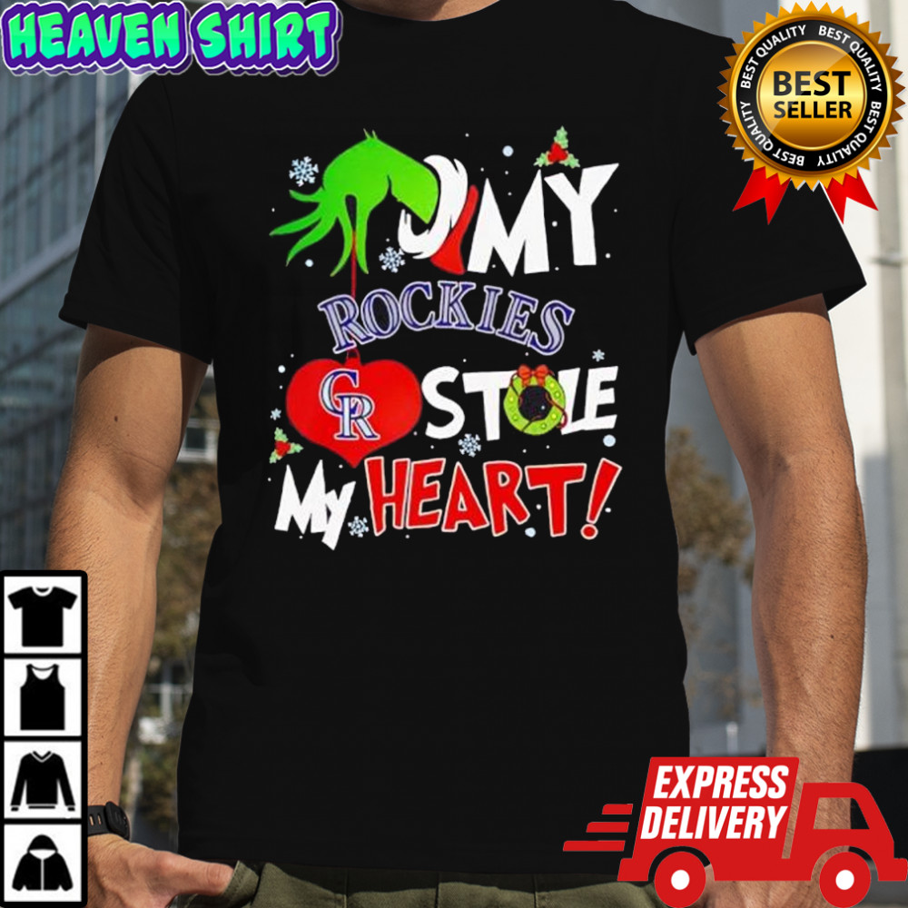 Grinch hand my Colorado rockies stole my heart Christmas shirt