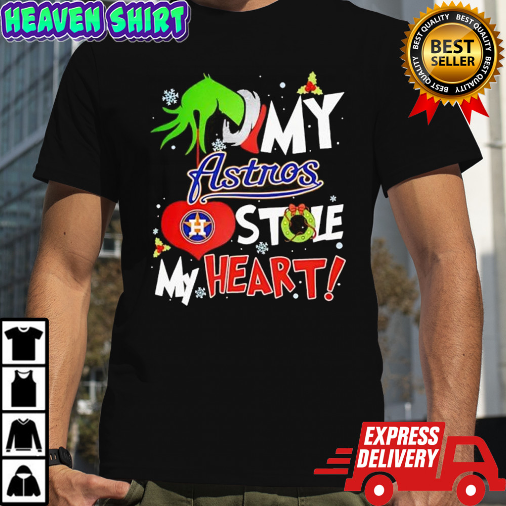 Grinch hand my houston astros stole my heart Christmas shirt