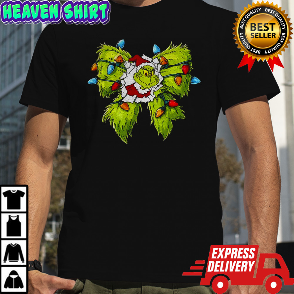 Grinch Santa hat bow Christmas 2025 shirt