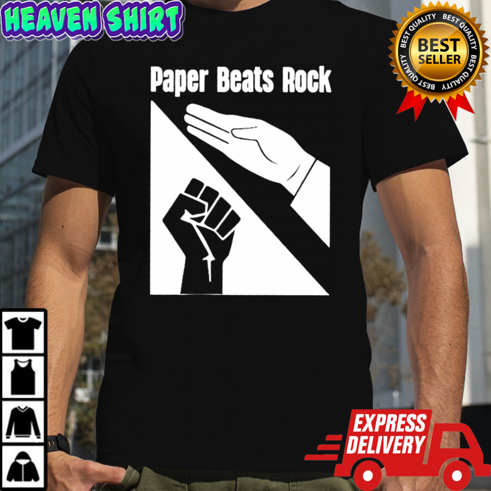 Hands paper beats rock logo shirt
