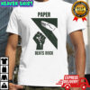 Hands paper beats rock shirt