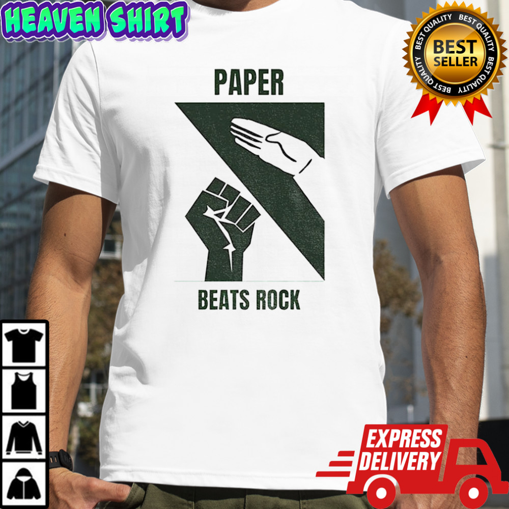 Hands paper beats rock shirt