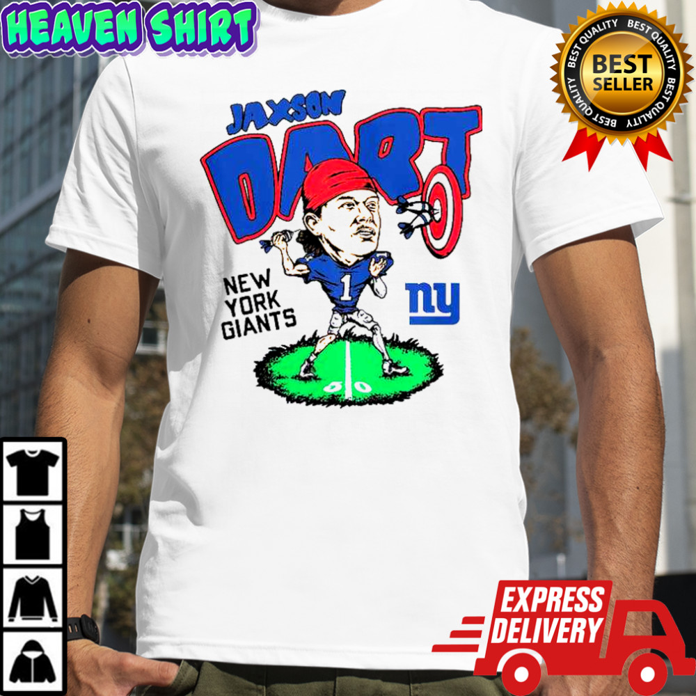 Homage Jaxson Dart Ash New York Giants Caricature T-Shirt