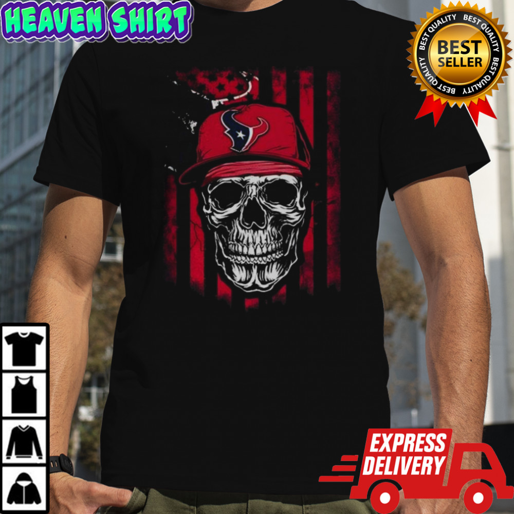 Houston Texans NFL Skull American Flag Football Lover T-Shirt