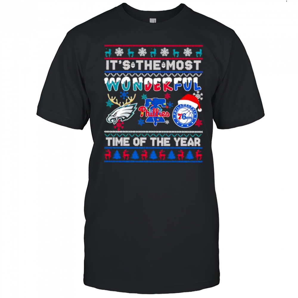 It’s the most wonderful Philadelphia Eagles Phillies 76ers Christmas time of the year shirt