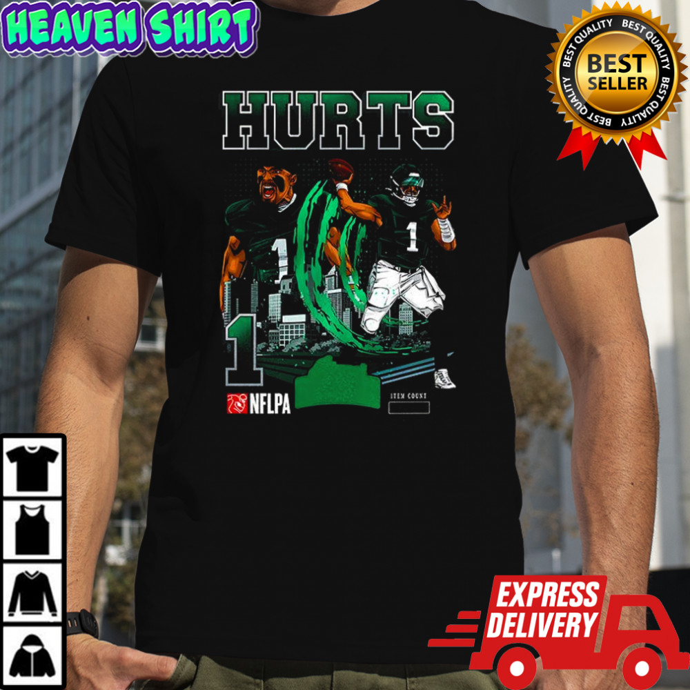 Jalen Hurt Philadelphia Eagles football number 1 skyline shirt