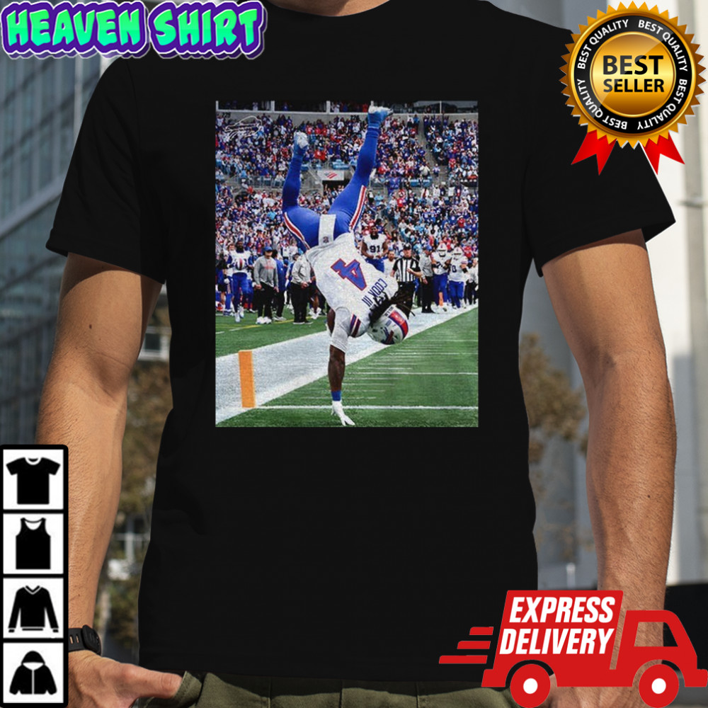 James Cook flips Buffalo Bill shirt