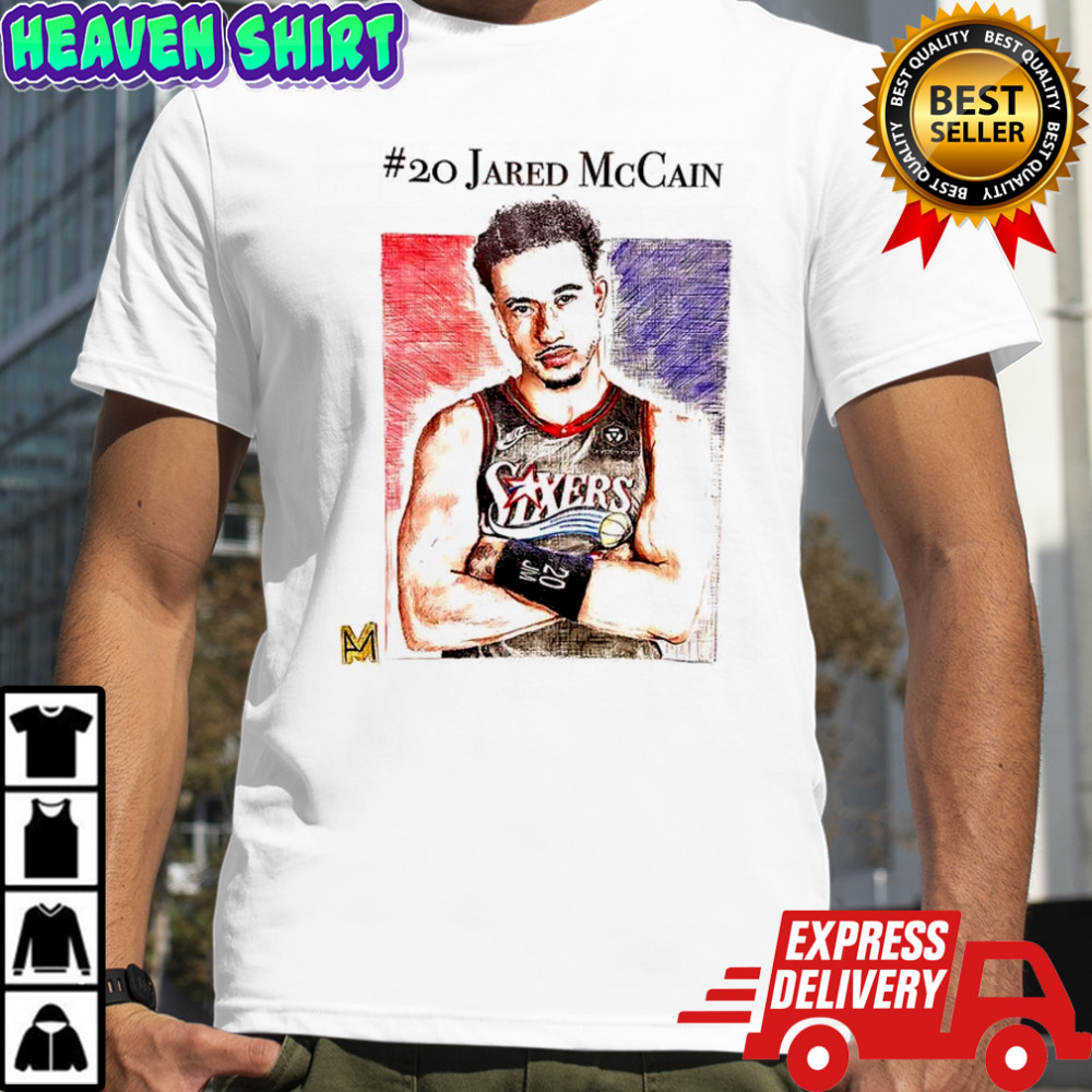 Jared McCain Philadelphia 76ers basketball number 20 sketch shirt