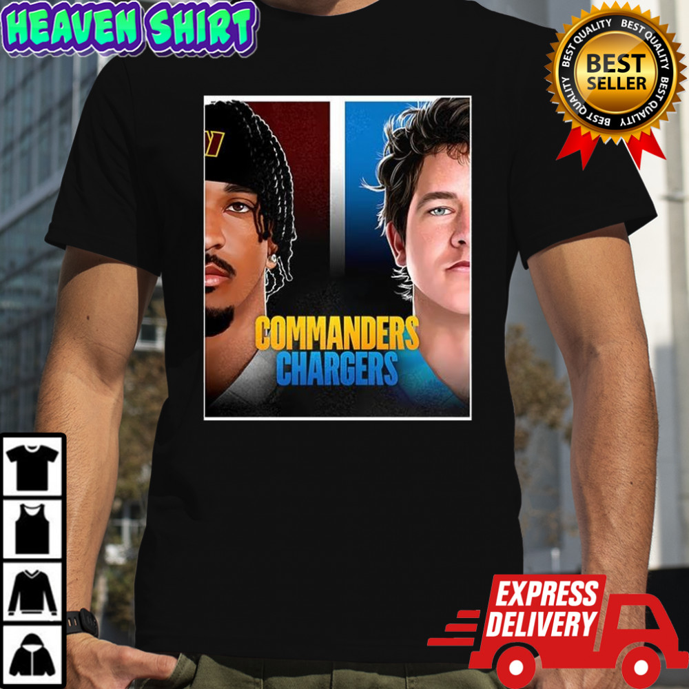 Jayden Daniels Washington Commanders vs Justin Herbert Los Angeles Chargers NFL 2025 shirt