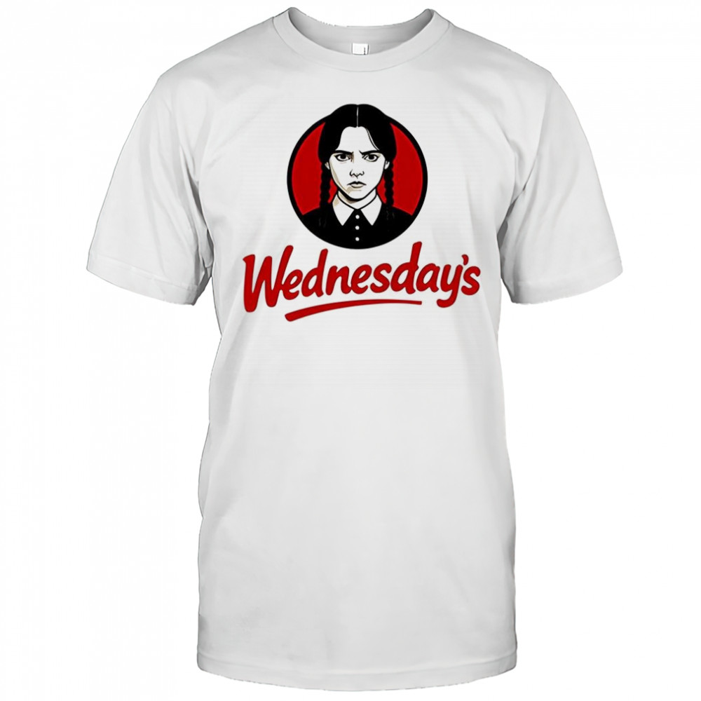 Jenna Ortega Wednesday’s Wendy logo shirt
