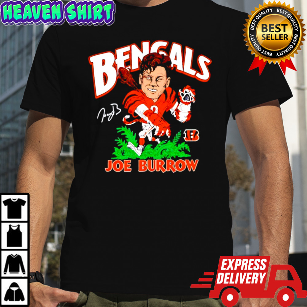 Joe Burrow Cincinnati Bengals Charcoal Jungle signature player logo shirt
