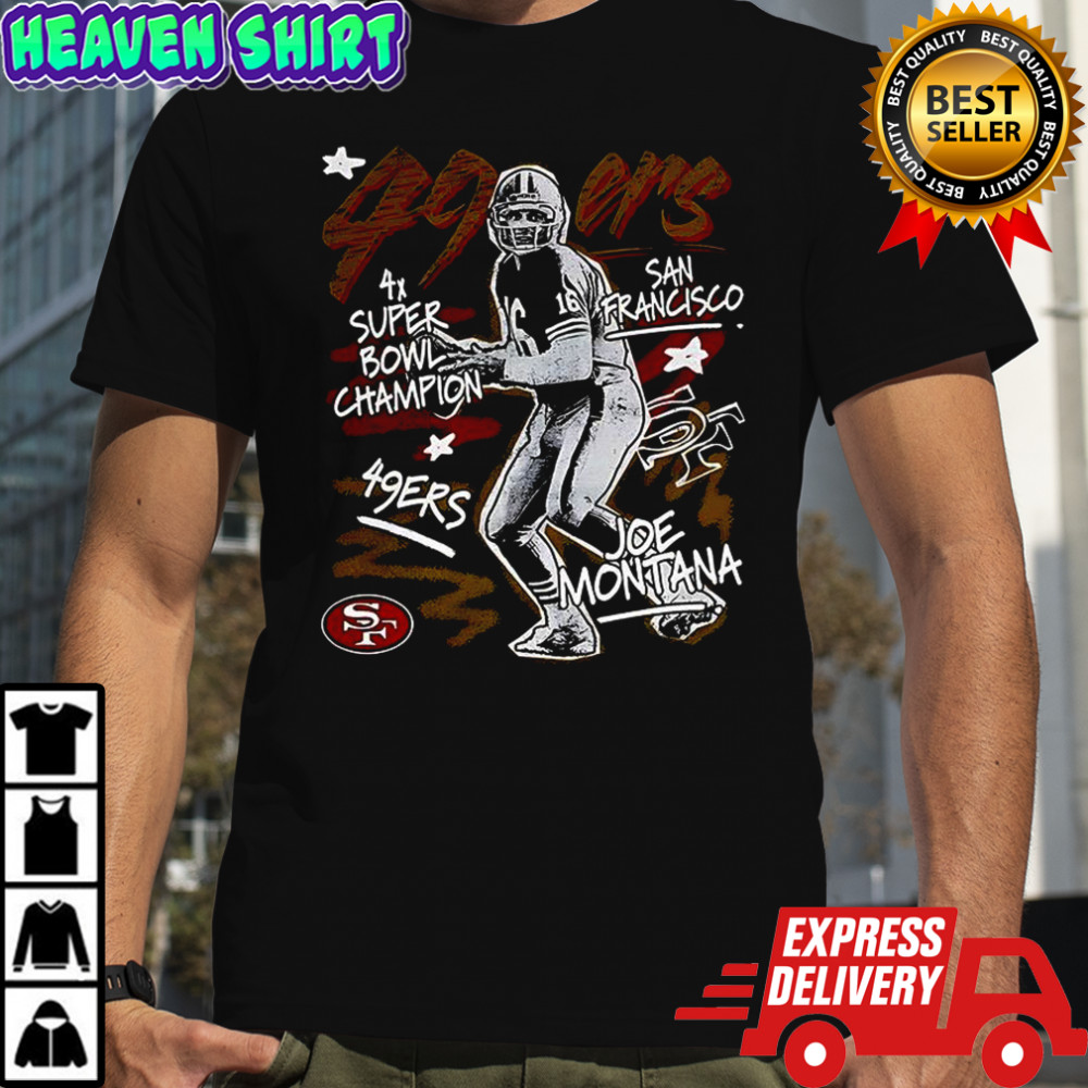 Joe Montana San Francisco 49ers fooball 4x Super Bowl Champions player graphic shirt