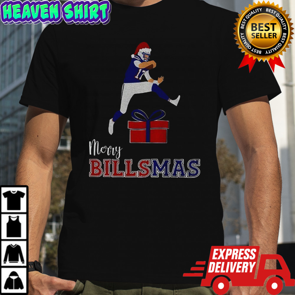 Josh Allen Santa hat hurdle Happy Go Bills Buffalo Bills NFL Football Merry Billsmas Christmas shirt