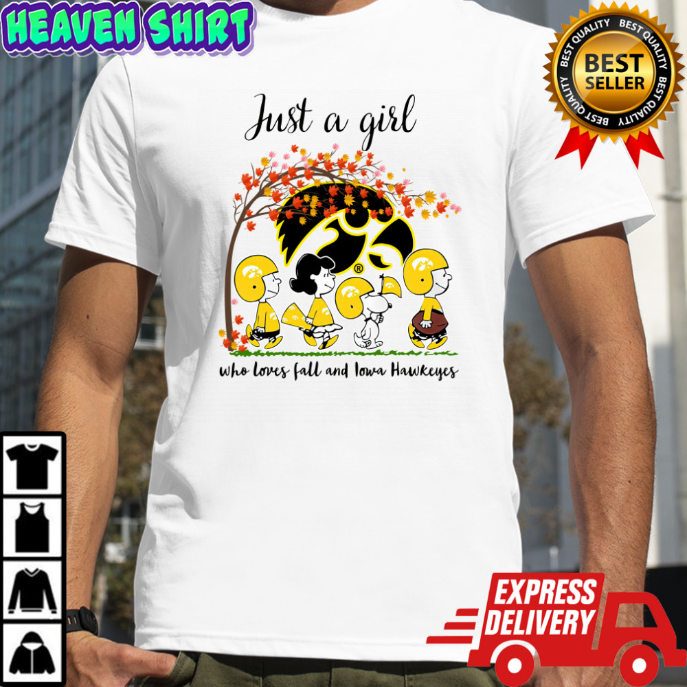 Just A Girl Who Loves Fall And Iowa Hawkeyes Peanuts Cartoon Halloween T Shirt