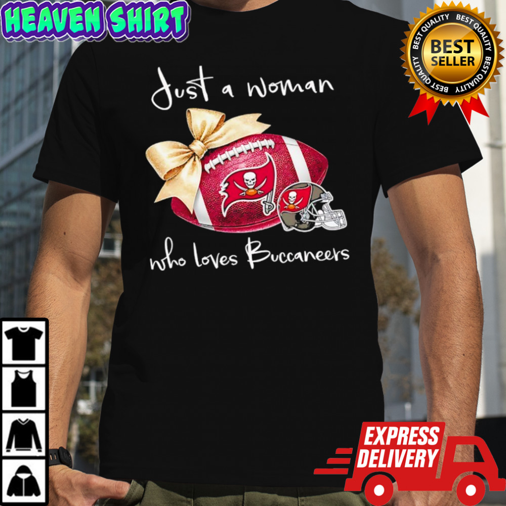 Just a woman who loves Tampa Bay Buccaneers gold bow helmet shirt